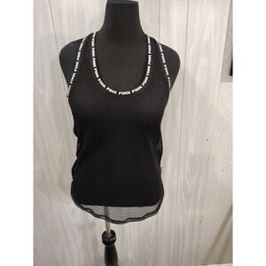 Victoria's Secret PINK Mesh Tank Black Size L Beach Athletic Cover Up Sports Y2K